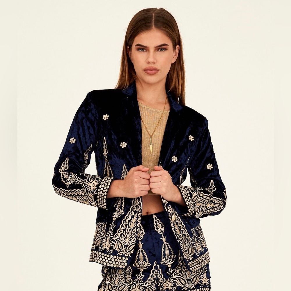 LENNI x Free People Velvet Shadow Jacket in Ink, NWT, size S